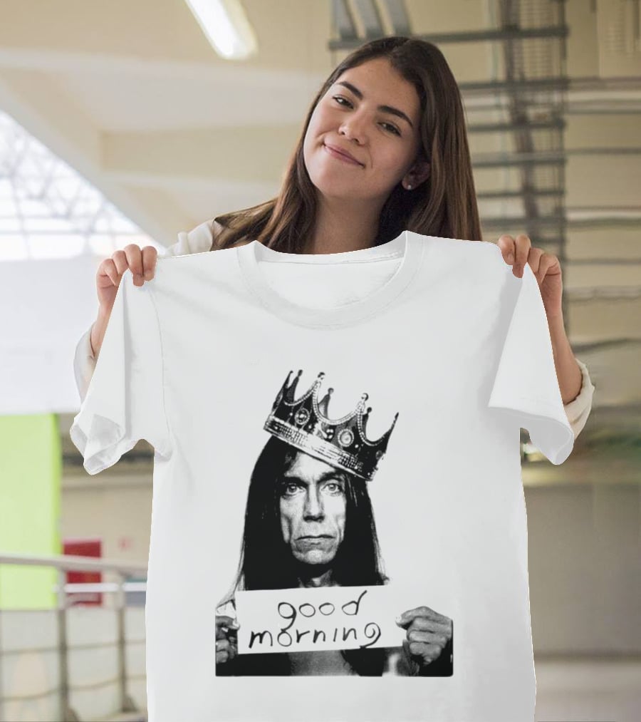 Good Morning Crowned Figure Holding Sign T-Shirt