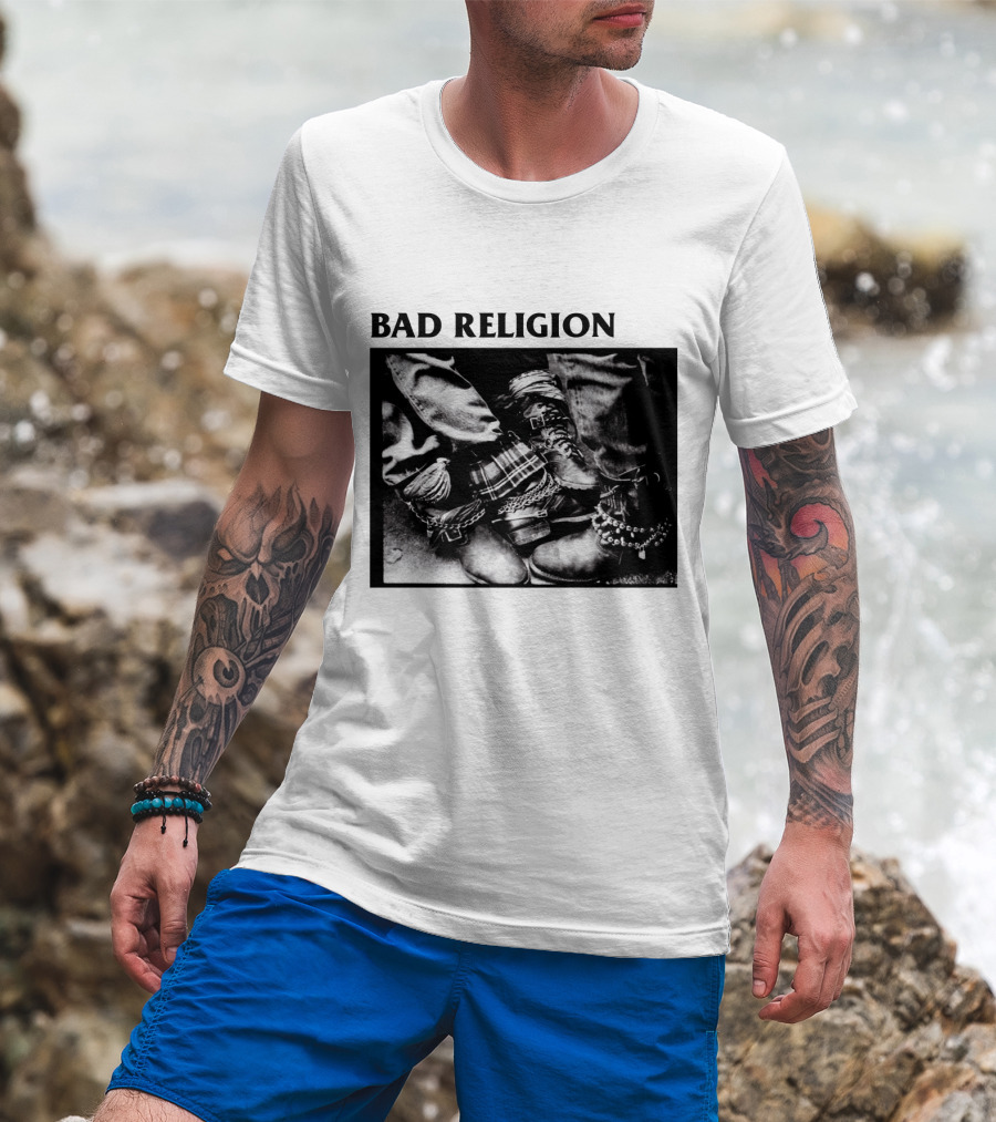 Bad Religion Band Punk Rock Boot Chains And Plaid Pants T-Shirt