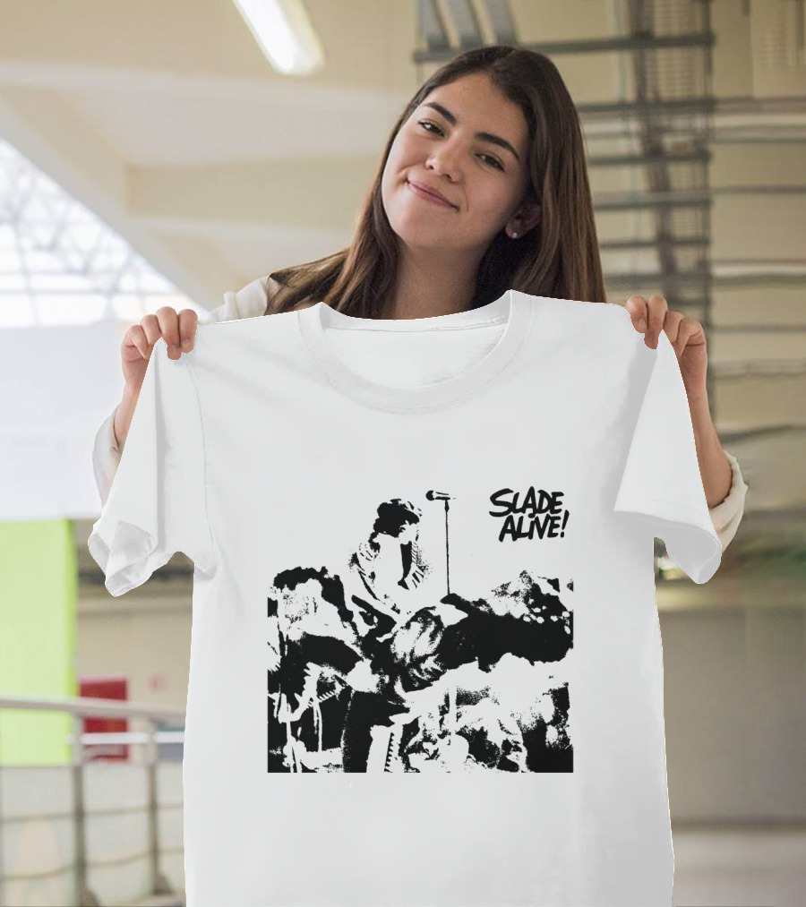 Slade Alive! Retro Concert Photo Black And White T-Shirt