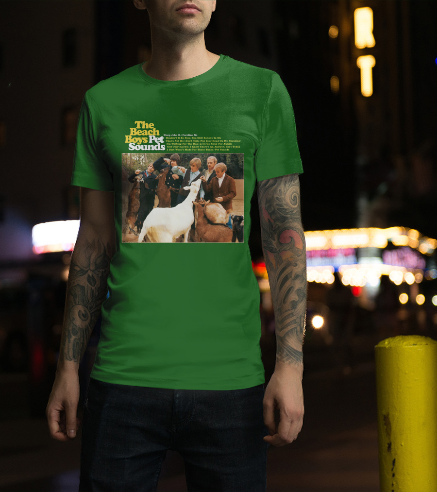 The Beach Boys Pet Sounds Album Cover With Song List And Band Members With Animals T-Shirt