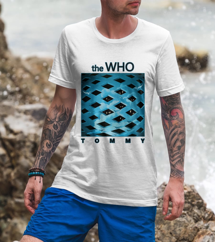 The Who Tommy Album Cover Art Blue Lattice T-Shirt