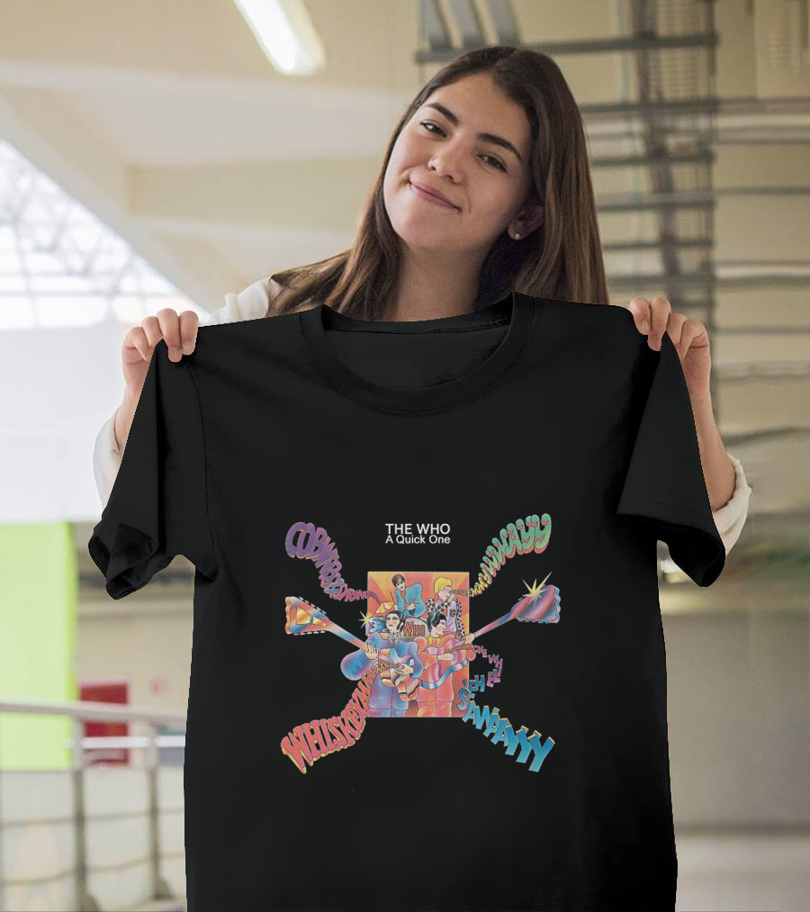 The Who A Quick One Colorful Band Members Cartoon Text Explosion T-Shirt