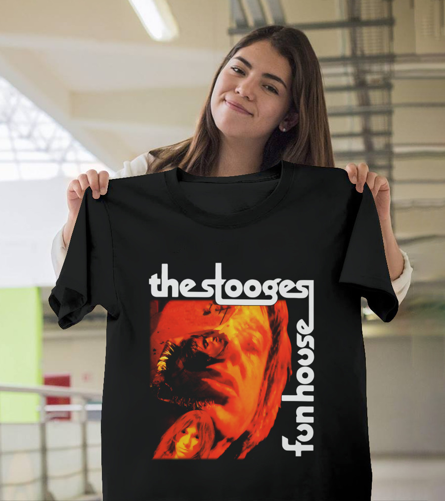 The Stooges Fun House 1970 Album Cover Art With Band Faces In Red And Orange T-Shirt