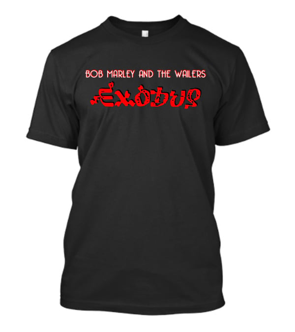 Bob Marley And The Wailers Exodus Album Text In Red T-Shirt
