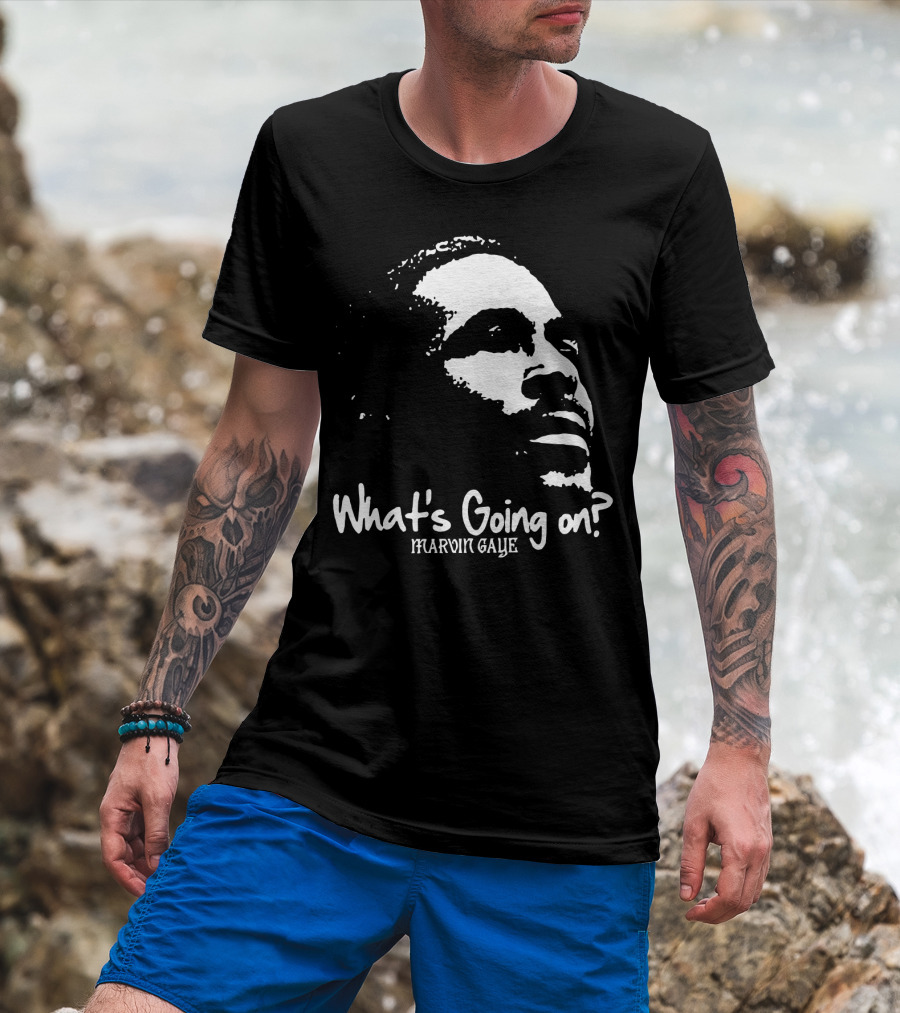 Marvin Gaye What's Going On 1971 Album Cover Art Iconic Black And White Silhouette T-Shirt