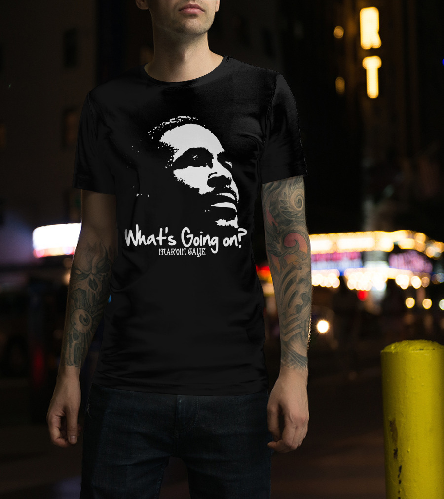 Marvin Gaye What's Going On 1971 Album Cover Art Iconic Black And White Silhouette T-Shirt