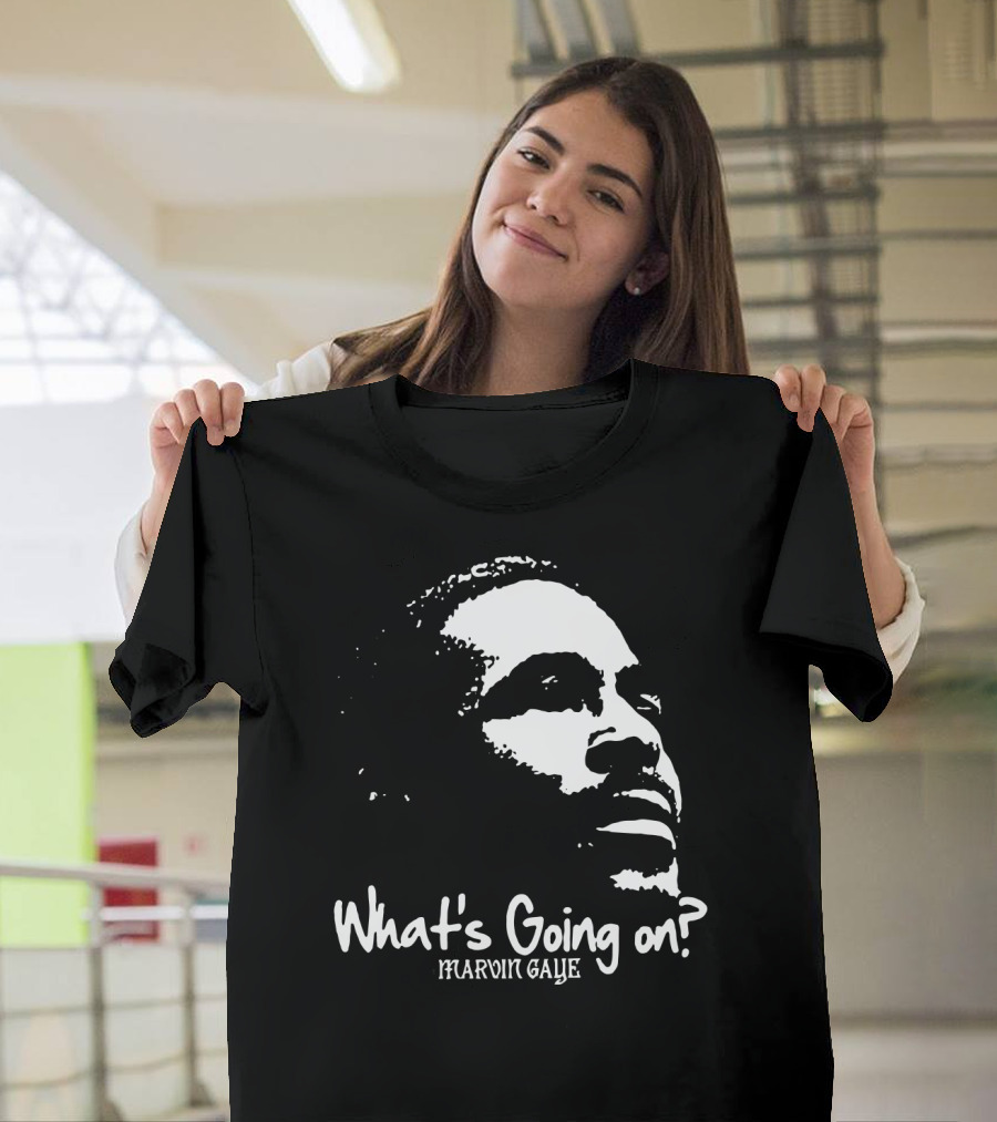Marvin Gaye What's Going On 1971 Album Cover Art Iconic Black And White Silhouette T-Shirt