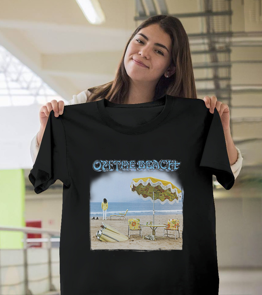 Neil Young On The Beach Vintage Album Cover Surreal Coastal Scene T-Shirt