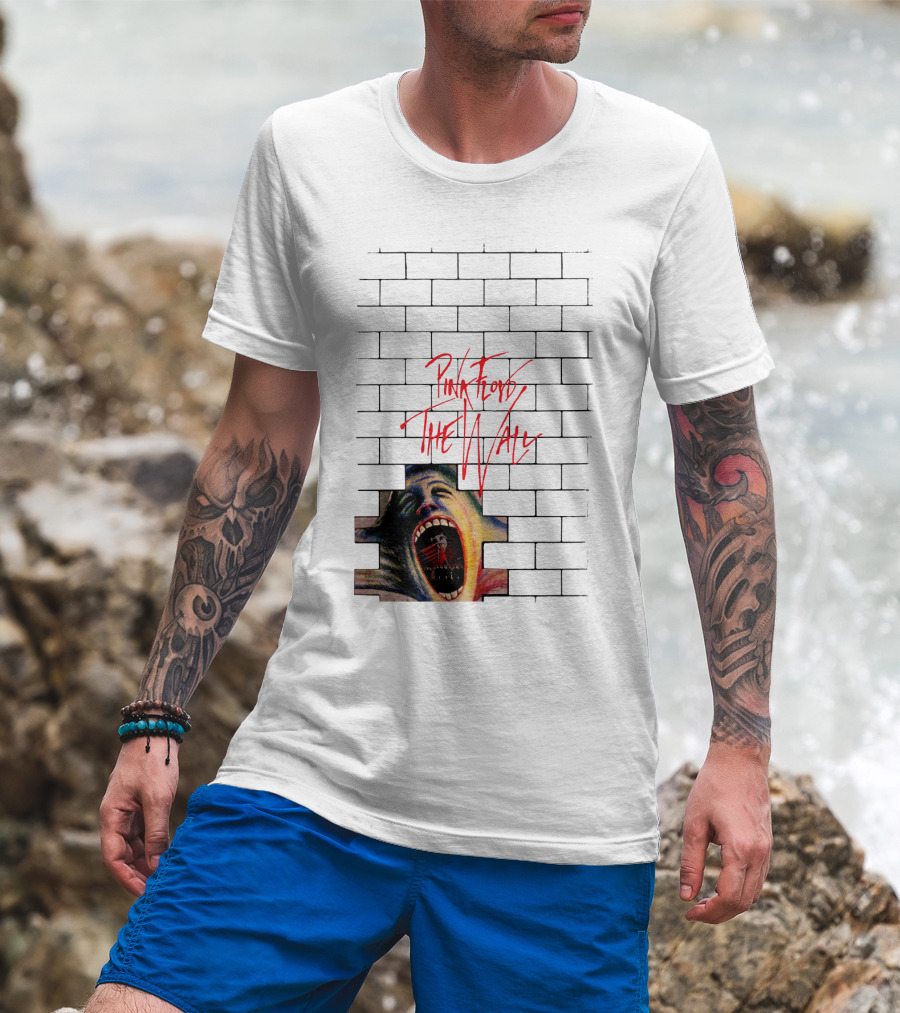 Pink Floyd The Wall Scream Art On Brick T-Shirt