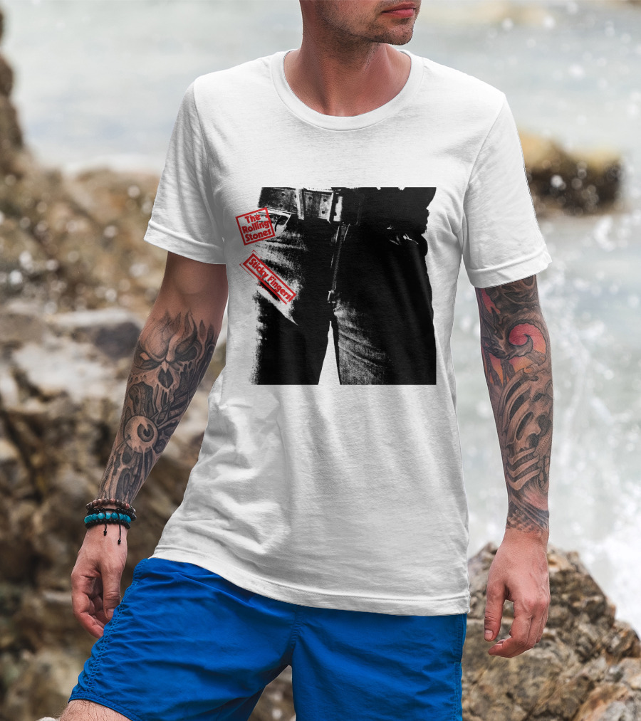 The Rolling Stones Sticky Fingers 1971 Iconic Black And White Jean Zipper T-Shirt