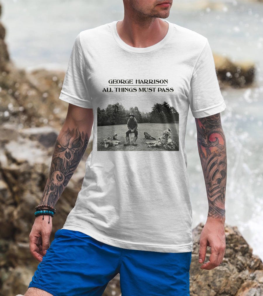 George Harrison All Things Must Pass 1970 Album Cover Black And White Photo T-Shirt