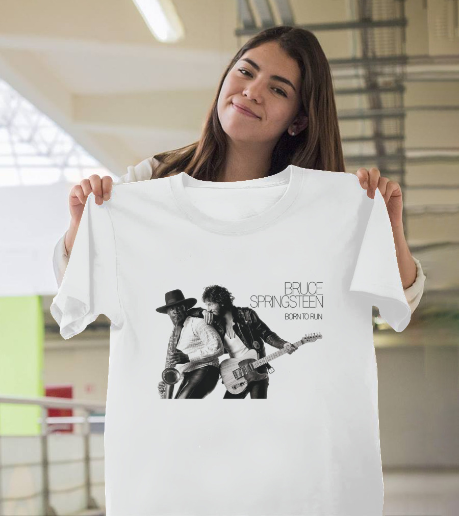 Bruce Springsteen Born To Run Album Cover Clarence Clemons Saxophone And Guitar T-Shirt