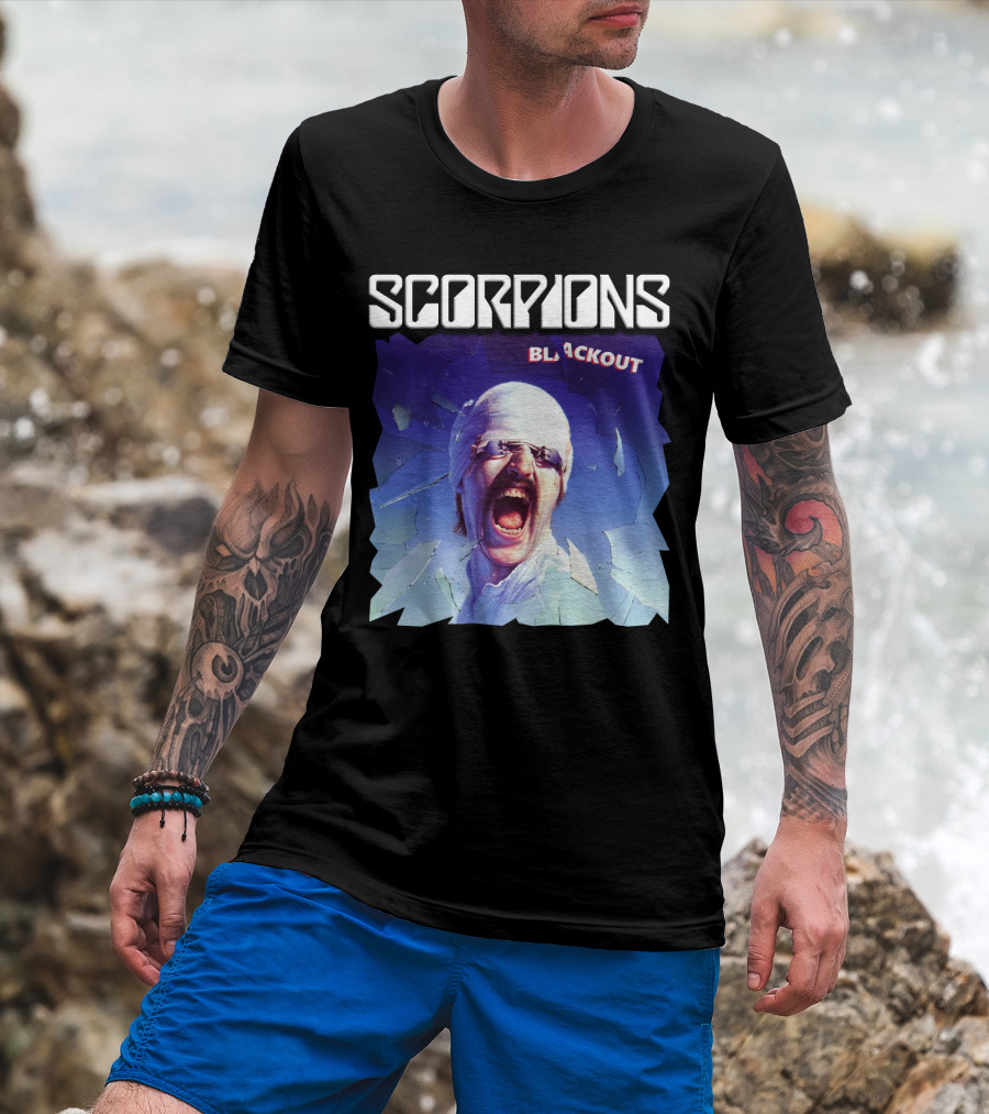 Scorpions Blackout Bandage Scream Cracked Glass T-Shirt