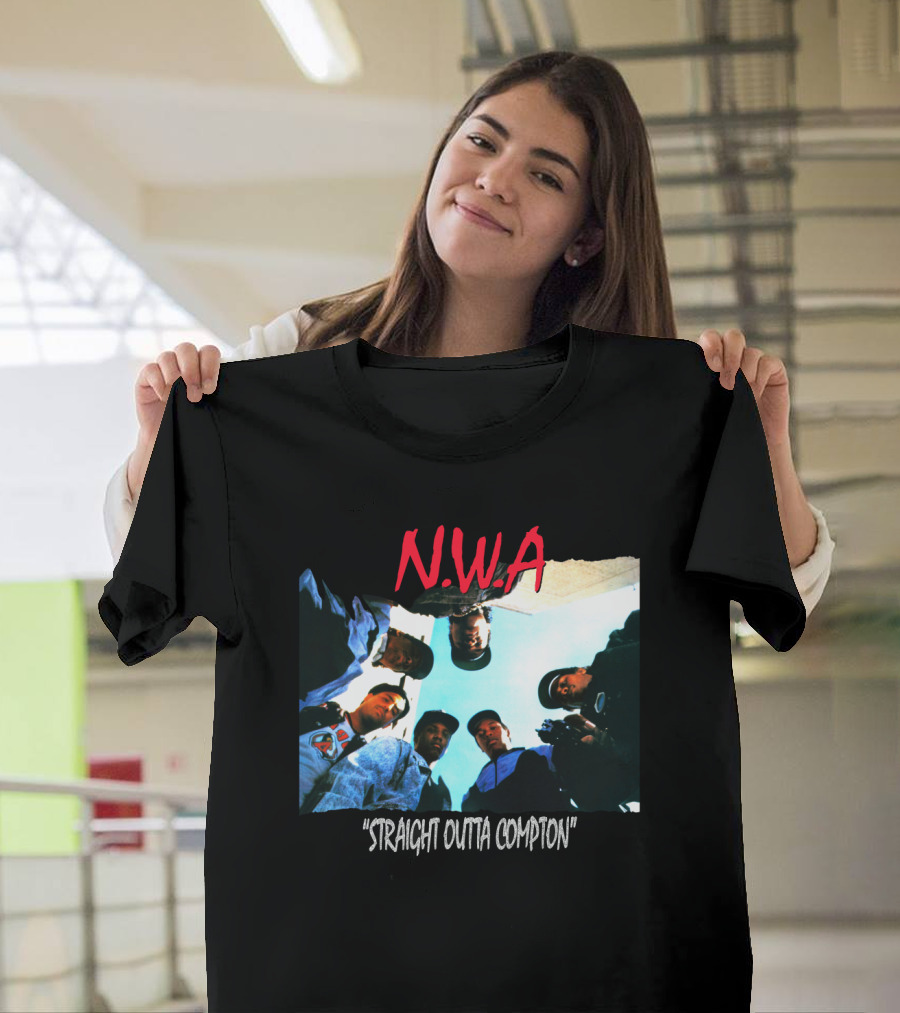 N.w.a Straight Outta Compton Black Crew Portrait 90S Style T-Shirt