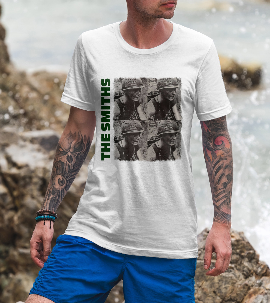The Smiths Meat Is Murder Album Cover Four Panel Black And White Photographic T-Shirt