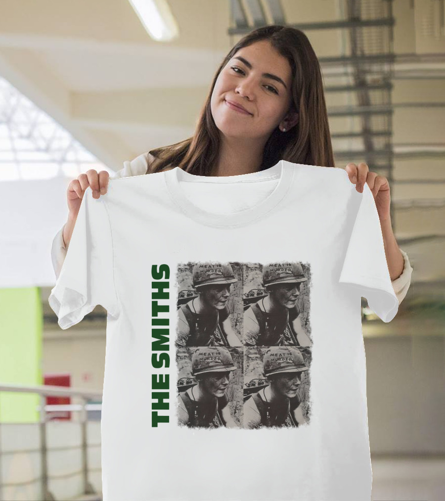 The Smiths Meat Is Murder Album Cover Four Panel Black And White Photographic T-Shirt
