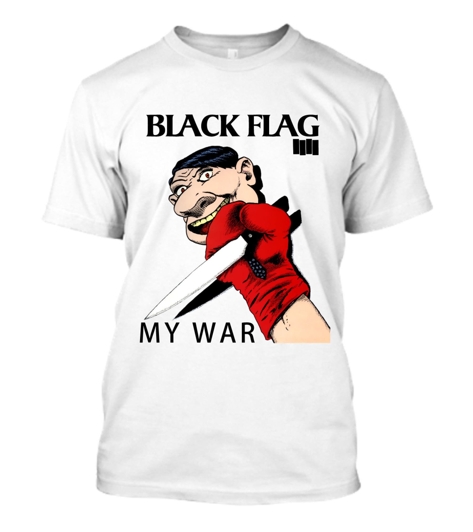 Black Flag My War Red Glove Knife Cartoon Face T-Shirt
