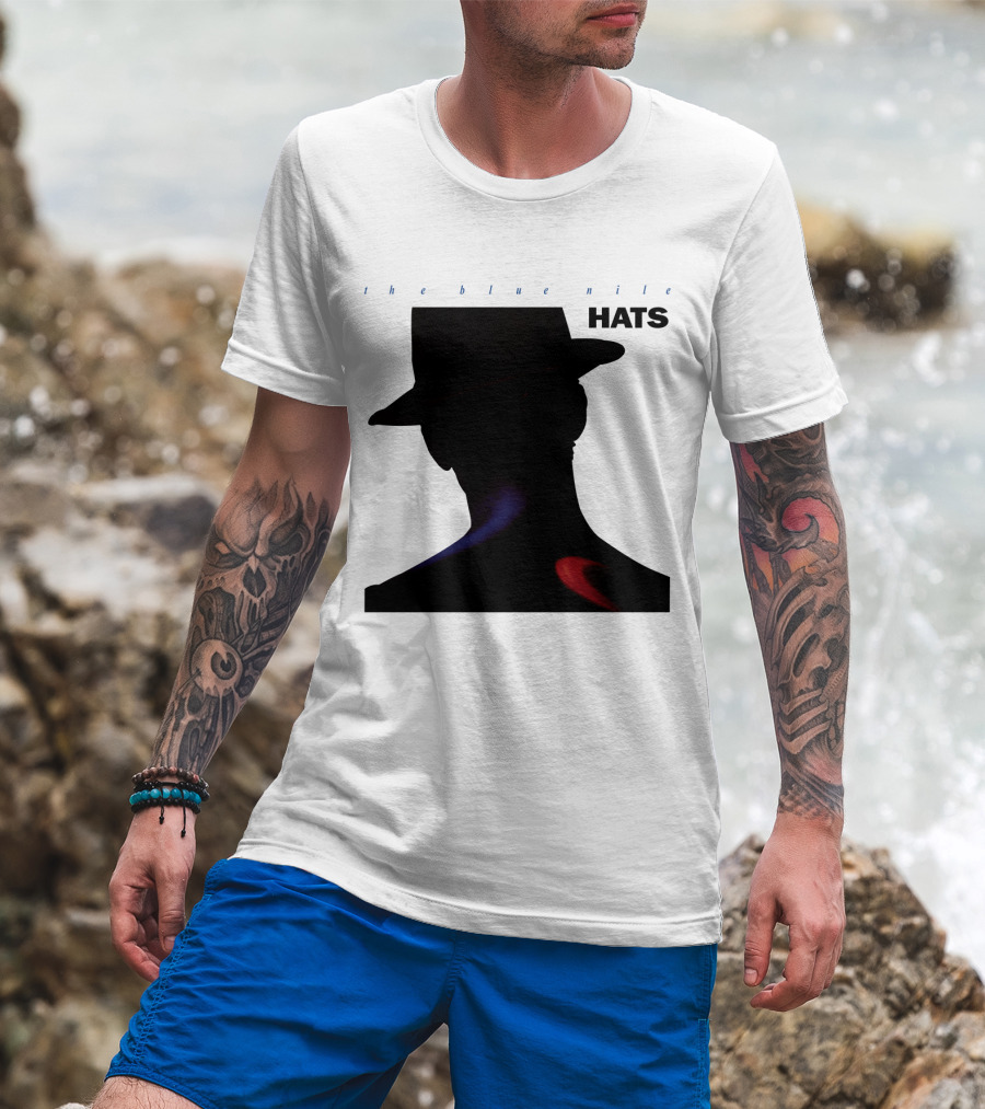 The Blue Nile Hats Silhouette With Hat In Black And Blue Accents T-Shirt