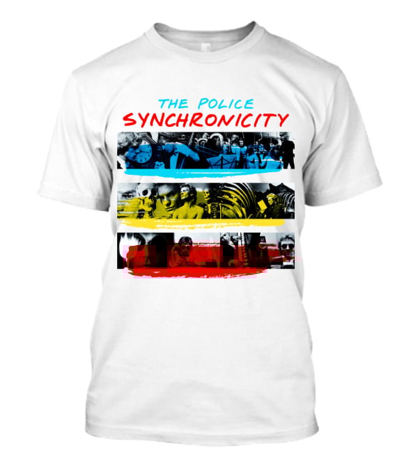 The Police Synchronicity Album Cover Art Blue Yellow Red Stripes T-Shirt