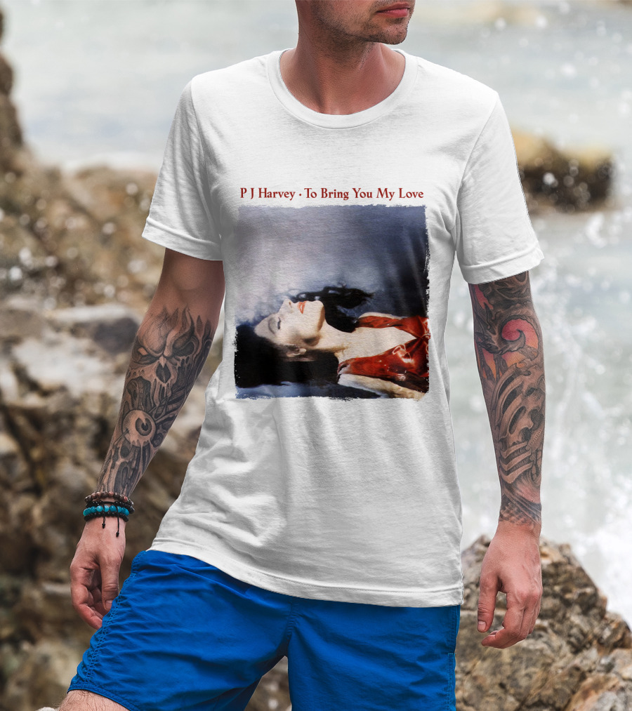 PJ Harvey To Bring You My Love Album Art Floating Woman In Red T-Shirt