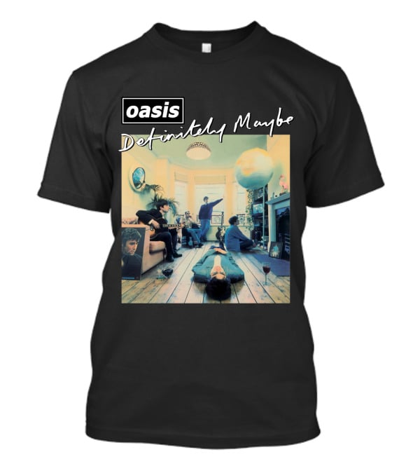 Oasis Definitely Maybe Album Cover Iconic Band Room Scene T-Shirt