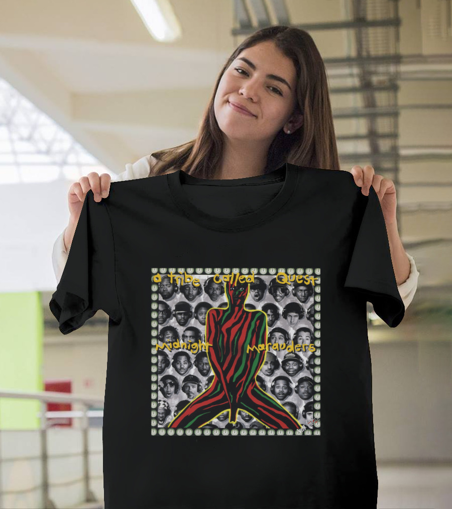 A Tribe Called Quest Midnight Marauders Stylized Figure and Black and White Portrait Collage T-Shirt