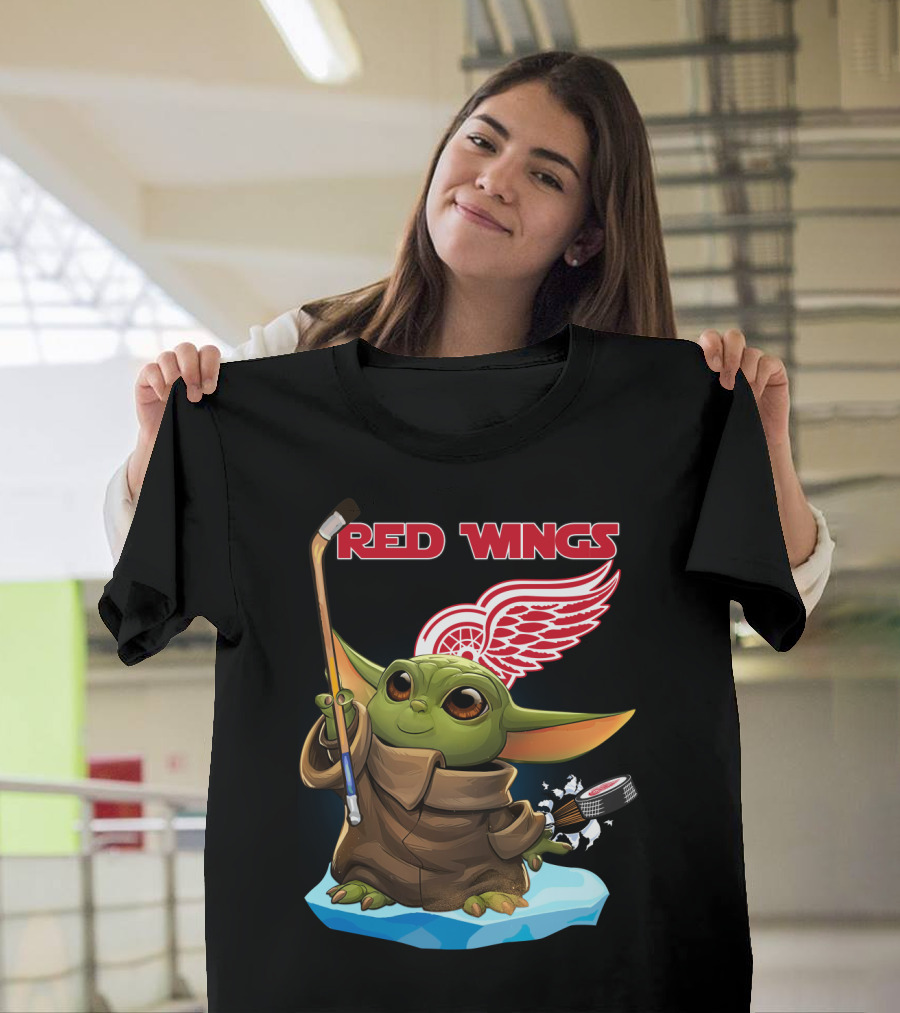 Red Wings Baby Yoda Hockey T-Shirt