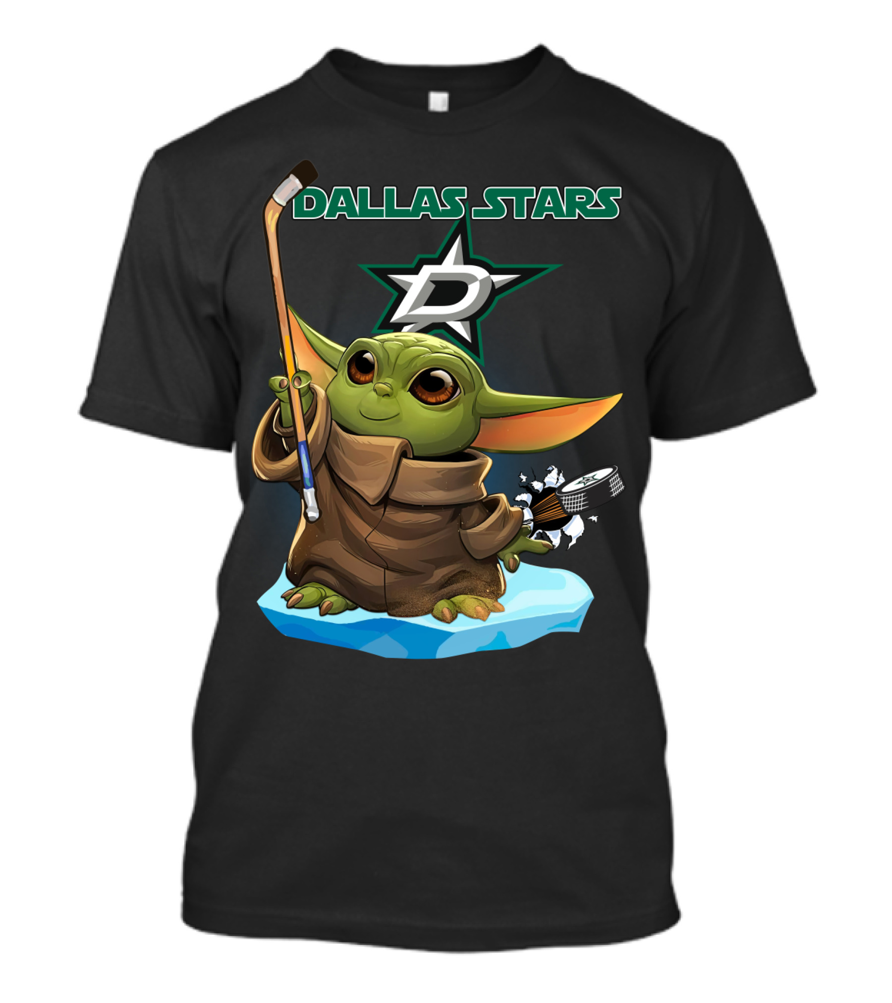 Dallas Stars Baby Yoda Hockey Nhl Star Wars Crossover T-Shirt