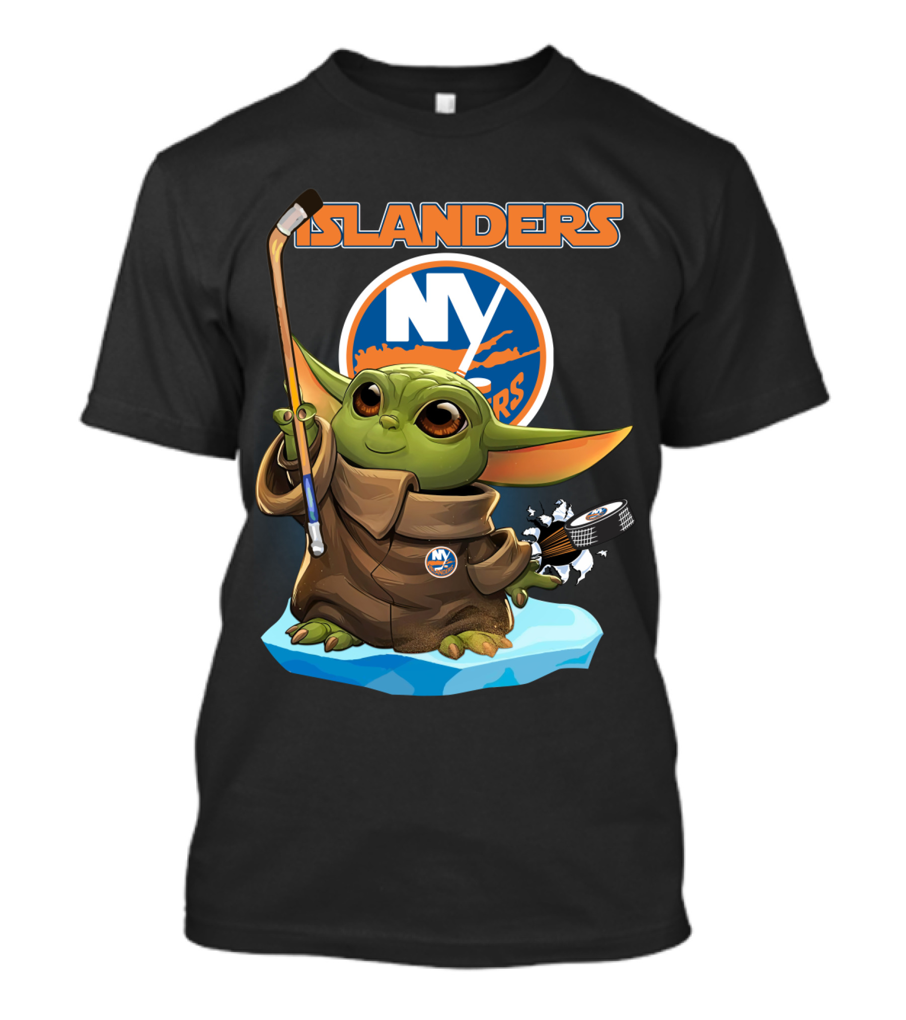 New York Islanders Baby Yoda NY NHL Hockey Puck T-Shirt