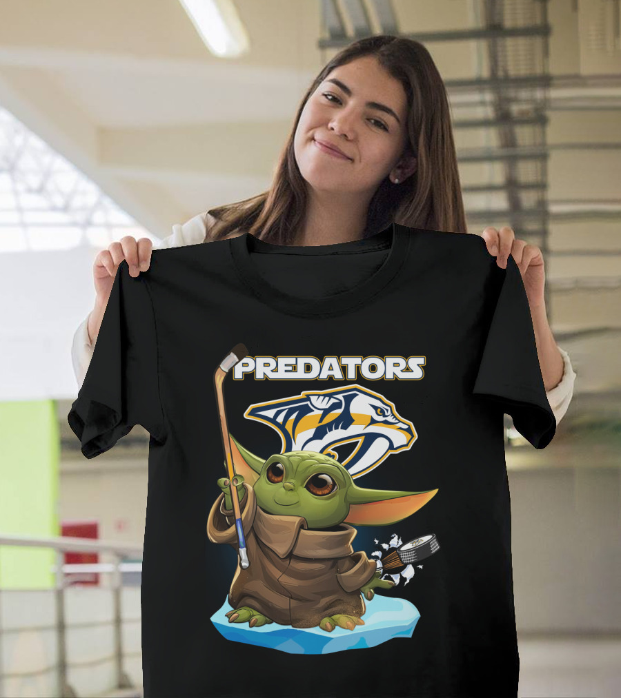 Nashville Predators Baby Yoda NHL Hockey Puck T-Shirt