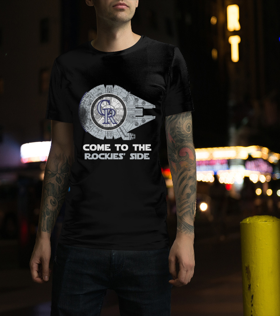 Come To The Rockies' Side Colorado Rockies Millennium Falcon MLB T-Shirt