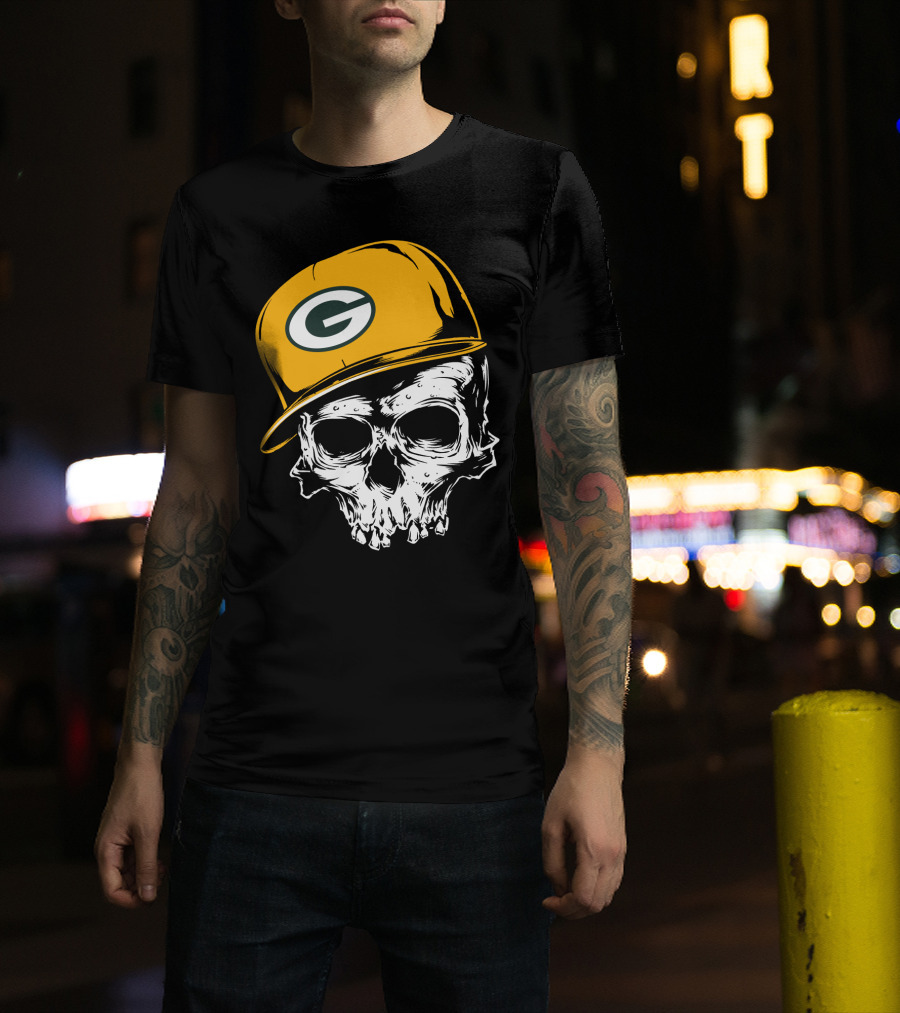 Green Bay Packers Skull With Iconic Cap T-Shirt