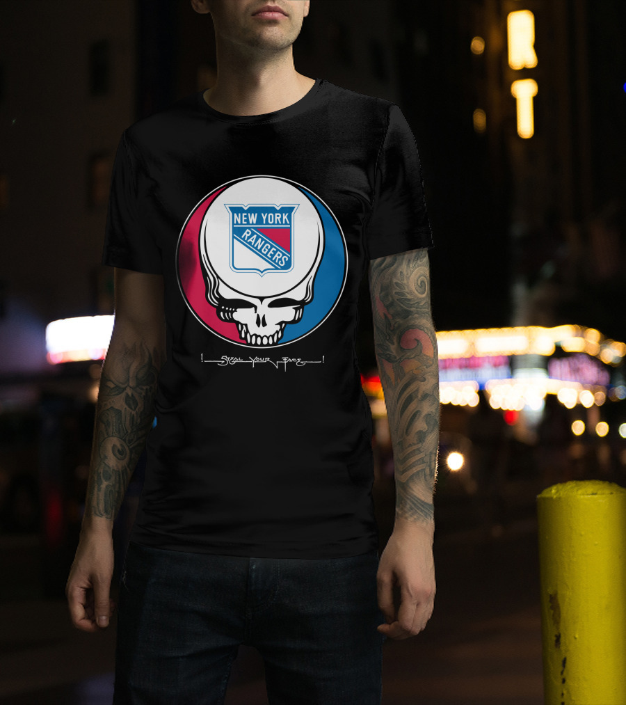 New York Rangers Steal Your Face Grateful Dead Skull T-Shirt
