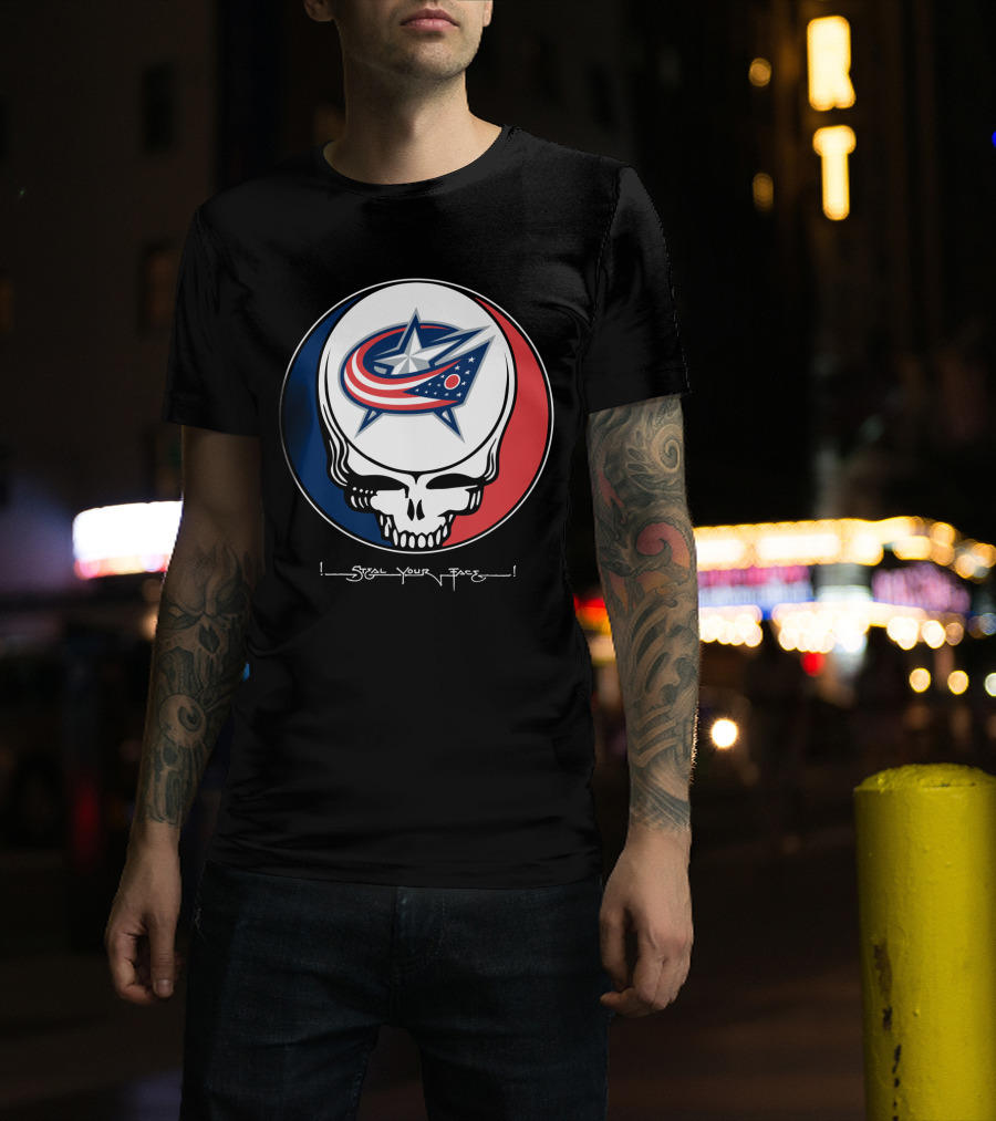 Steal Your Face Grateful Dead Columbus Blue Jackets T-Shirt