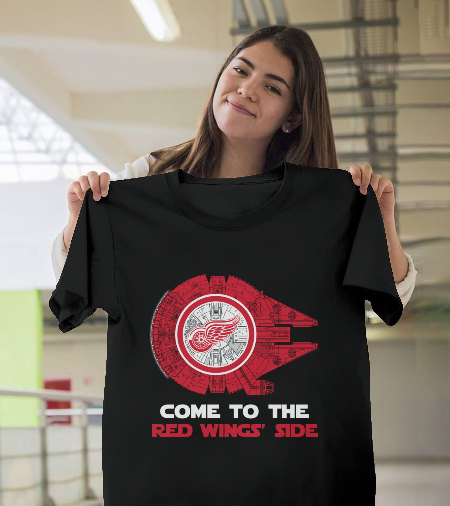 Come To The Red Wings' Side Detroit Red Wings Millennium Falcon T-Shirt