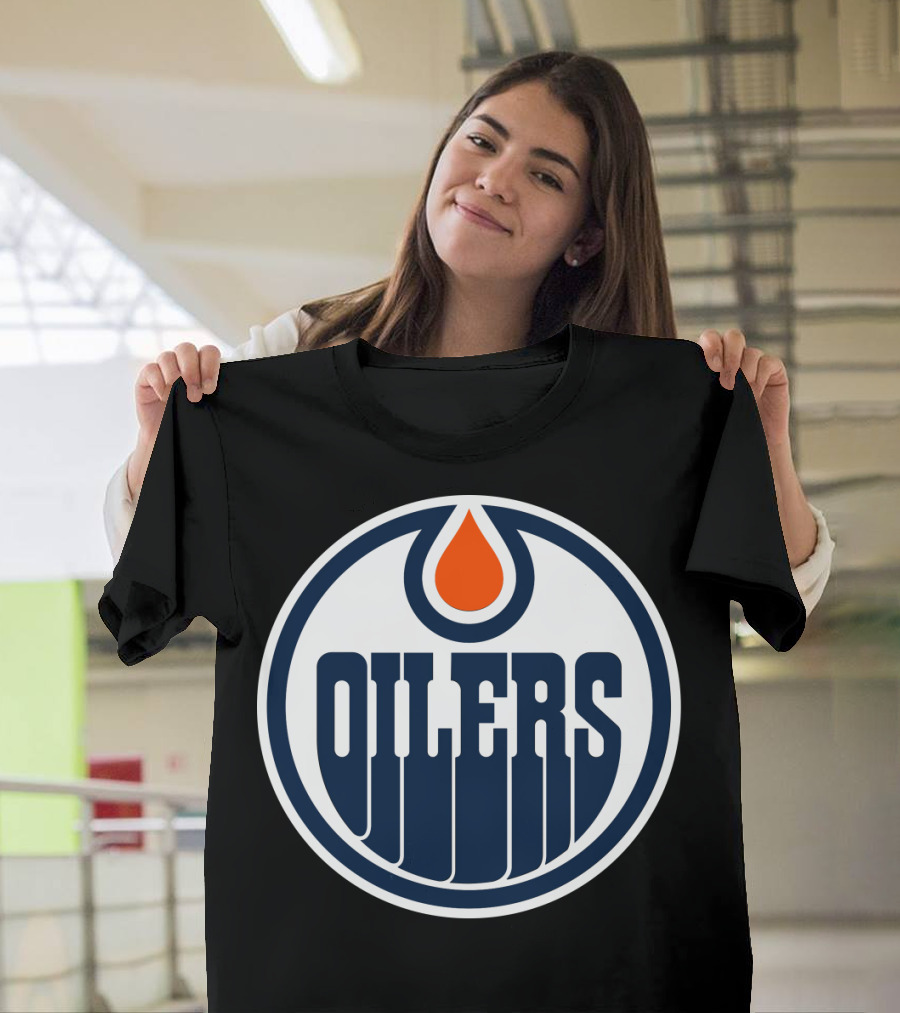 Edmonton Oilers Nhl Team Logo With Classic Oil Drop Symbol T-Shirt