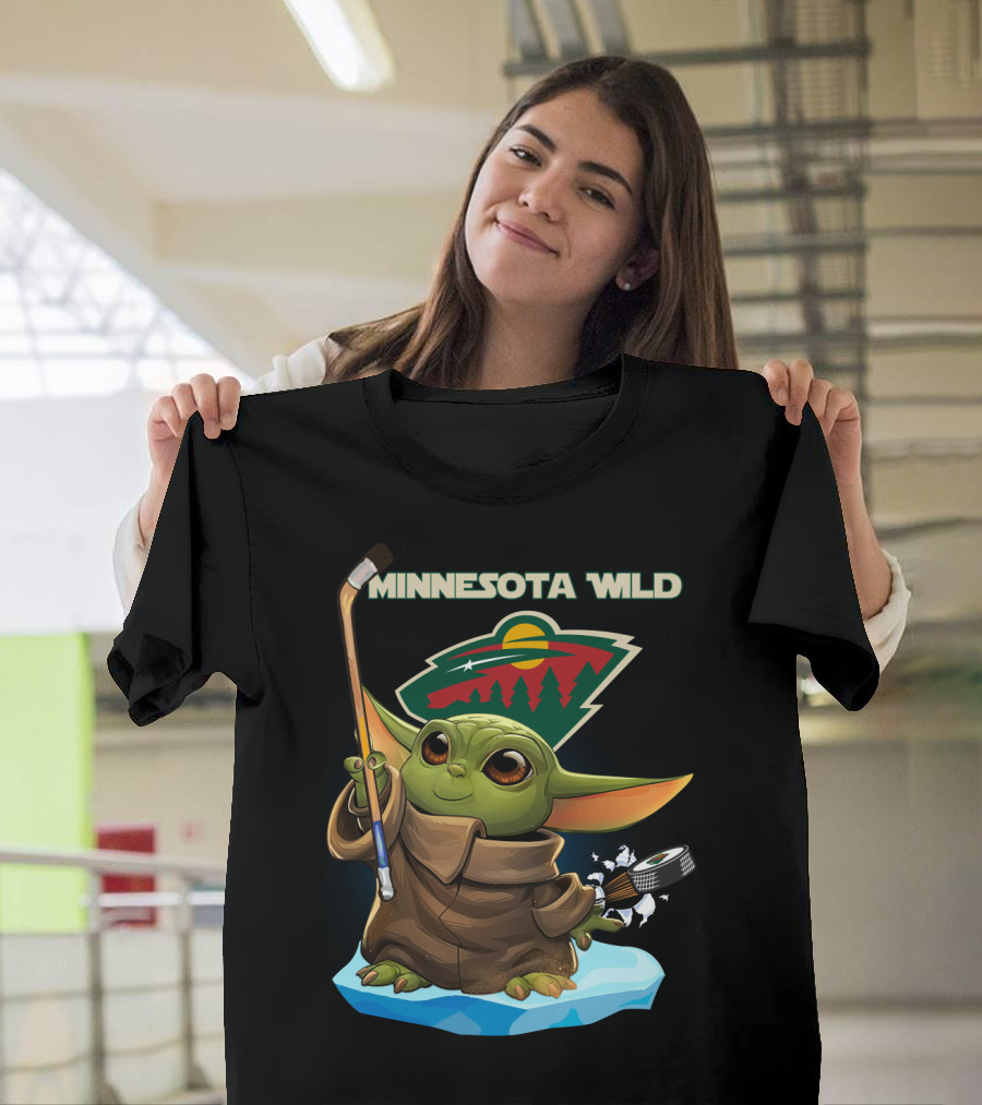 Minnesota Wild Baby Yoda Hockey Star Wars Nhl Crossover T-Shirt