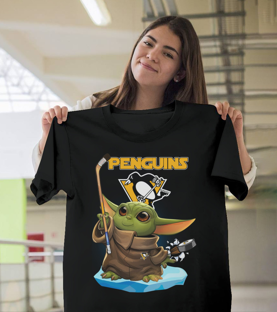 Baby Yoda Penguins Pittsburgh Hockey T-Shirt