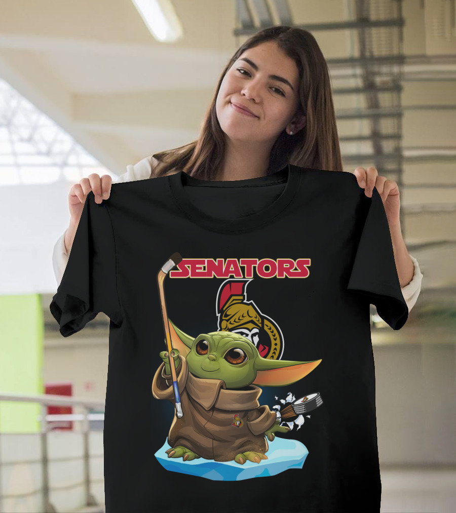 Baby Yoda Ottawa Senators Hockey Crossover T-Shirt
