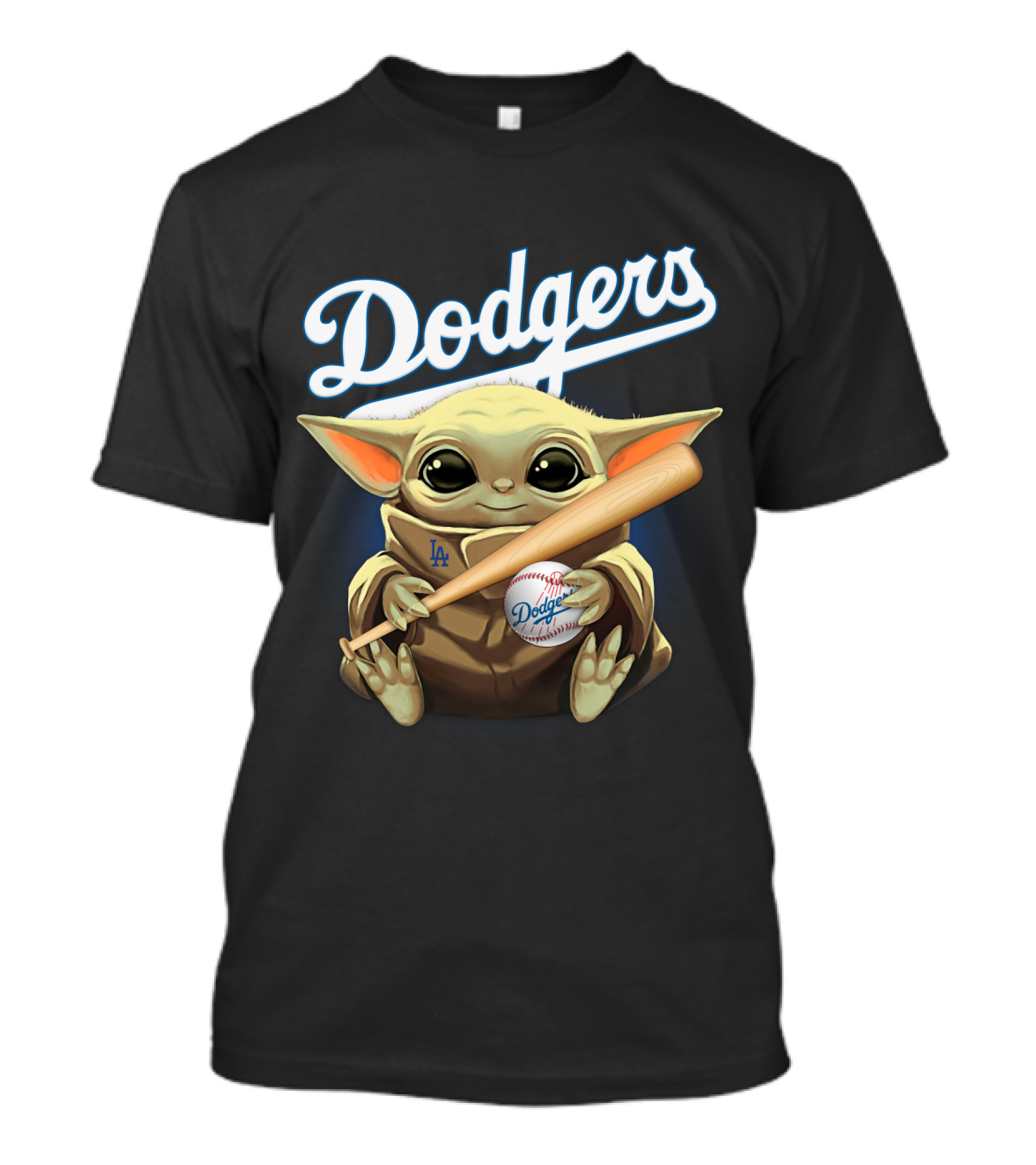 Los Angeles Dodgers Baby Yoda Baseball Bat And Ball T-Shirt