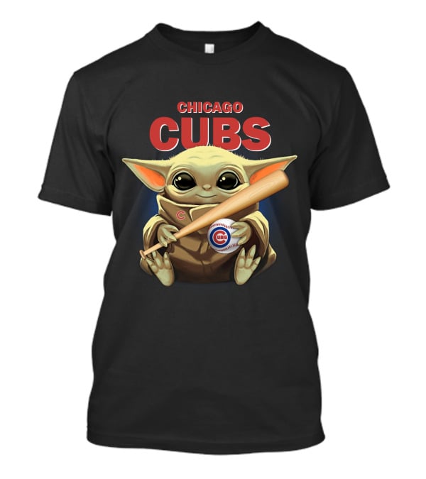 Chicago Cubs Baby Yoda With Baseball Bat T-Shirt