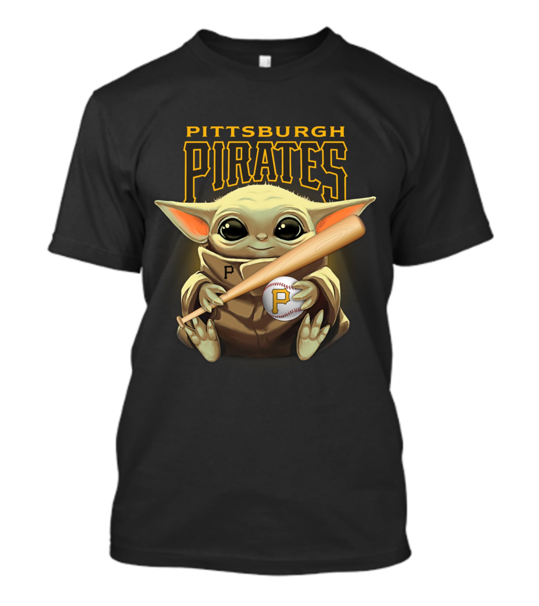 Pittsburgh Pirates Baby Yoda Baseball Bat And Ball T-Shirt