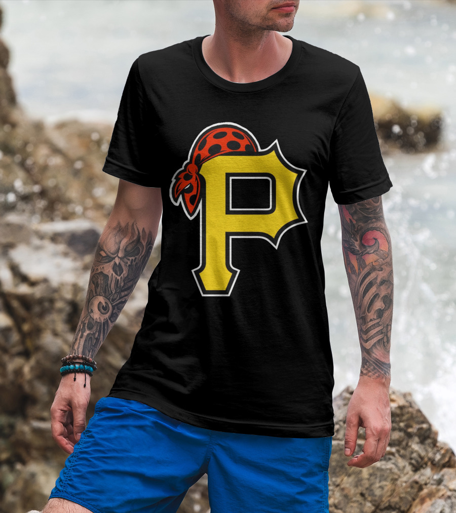 Pittsburgh Pirates Logo With Pirate Hat And Yellow P T-Shirt