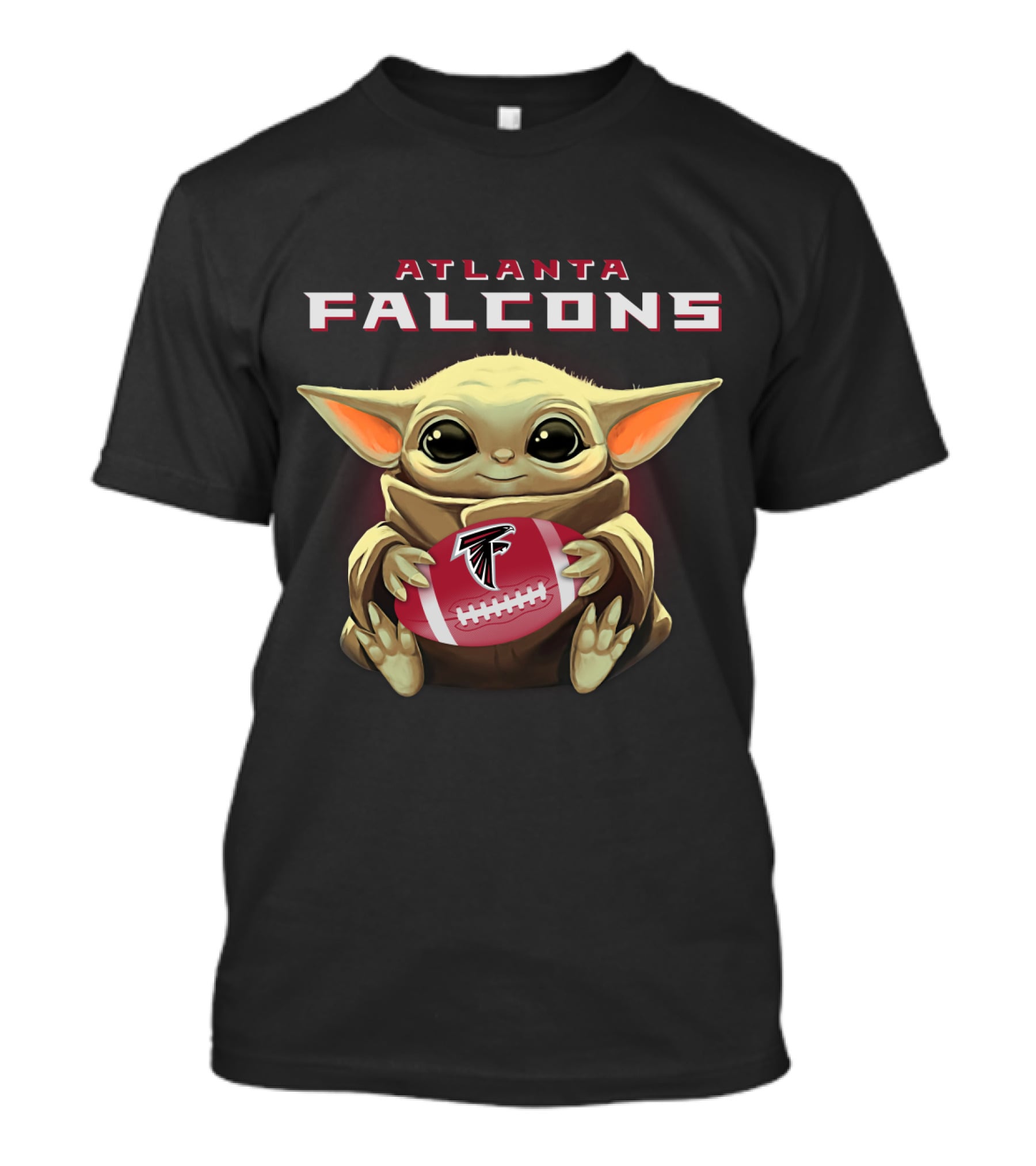 Atlanta Falcons Baby Yoda Holding Football Ball With Falcons T-Shirt