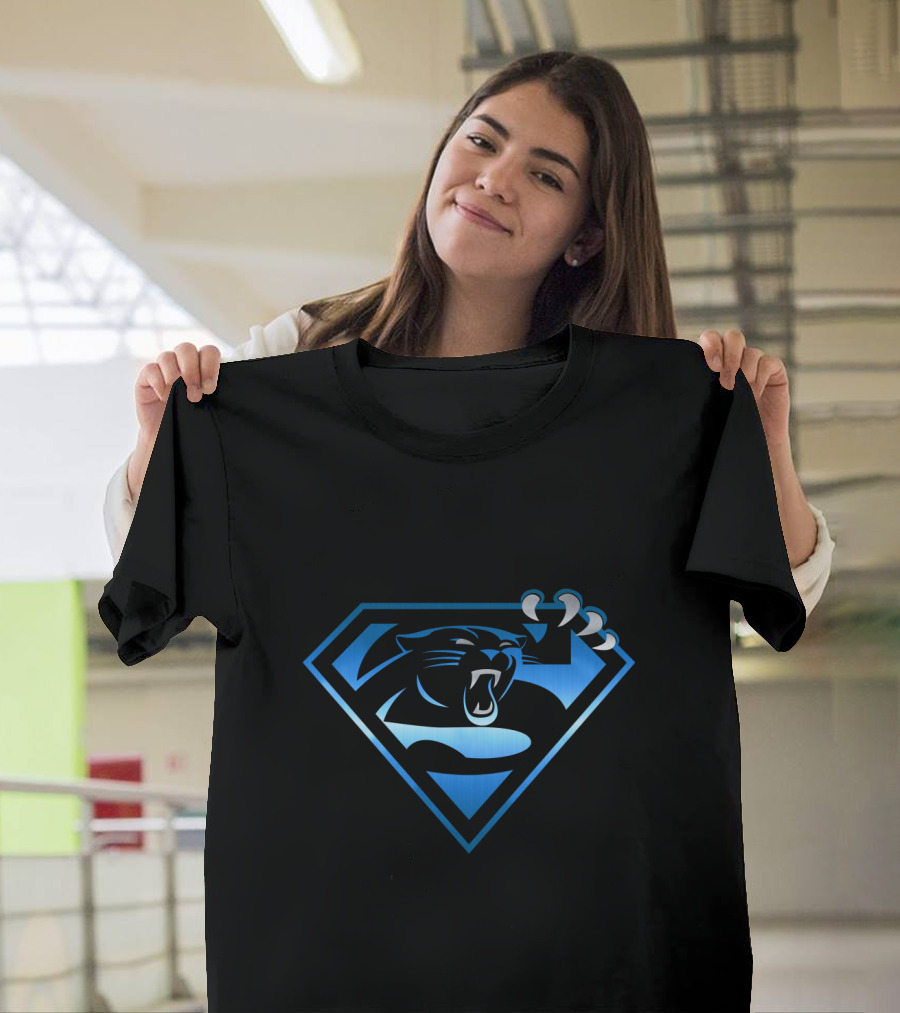 Carolina Panthers Superman Logo Combination T-Shirt