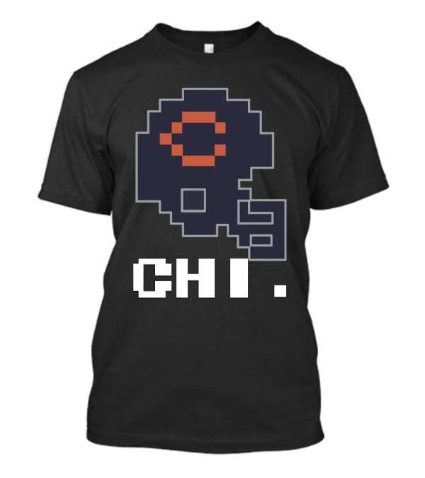 Chicago Bears Tecmo Bowl Retro Helmet Chi Pixel Art T-Shirt