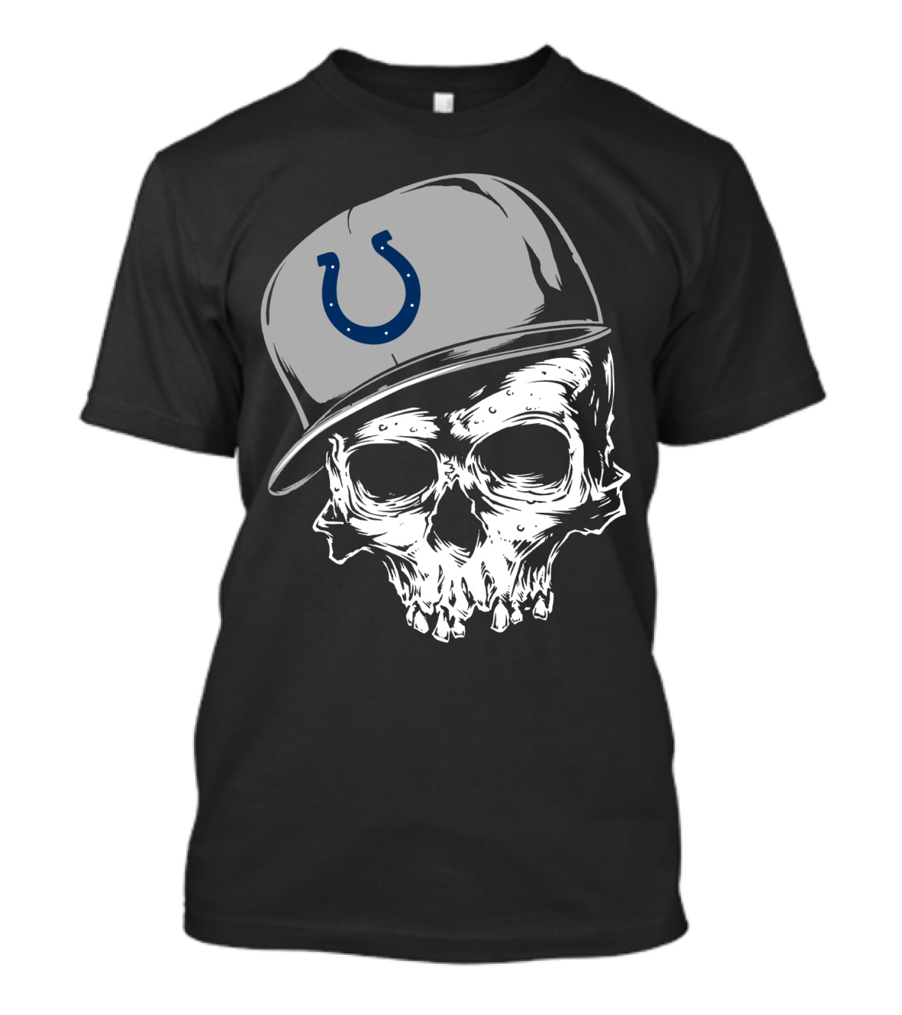 Indianapolis Colts Skull With Cap And Horseshoe T-Shirt