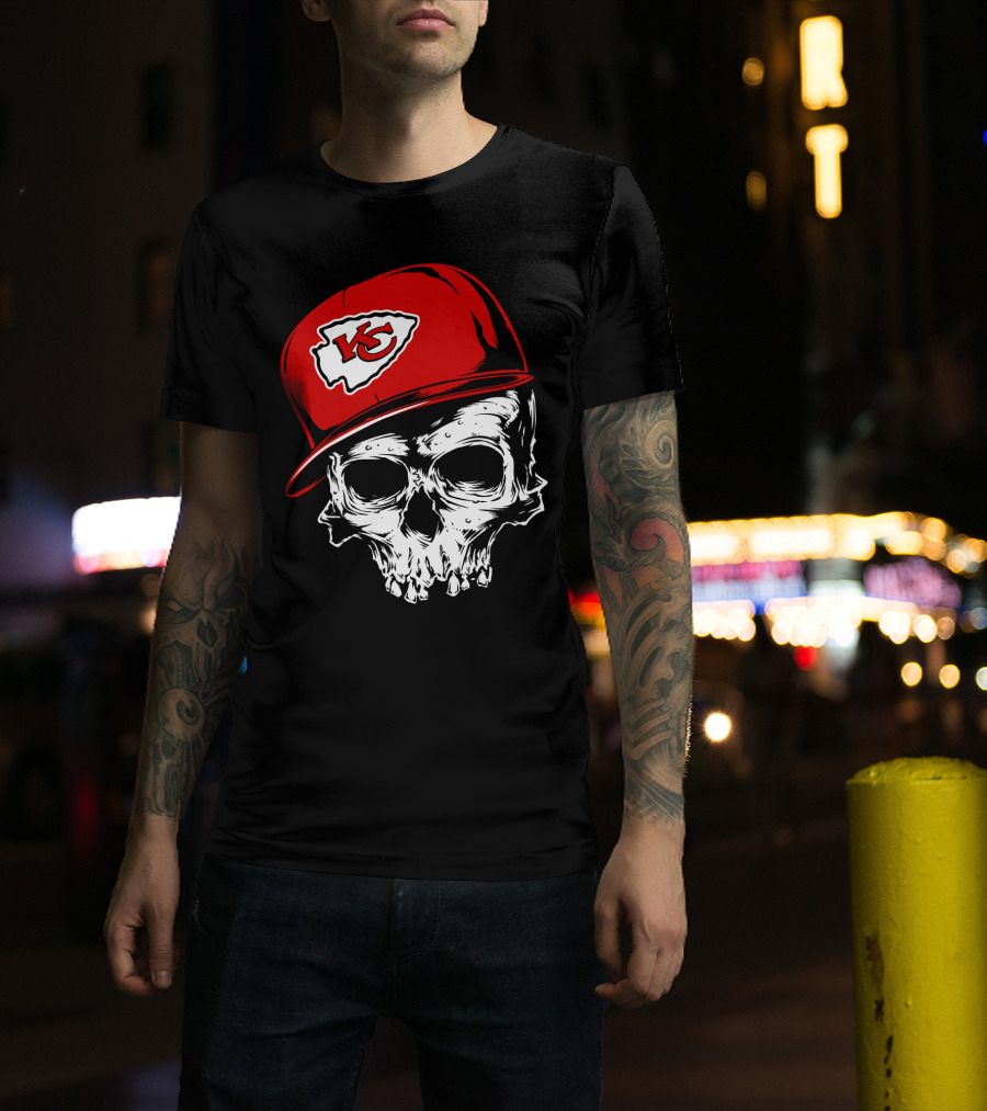 Kansas City Chiefs Skull With Red Cap T-Shirt