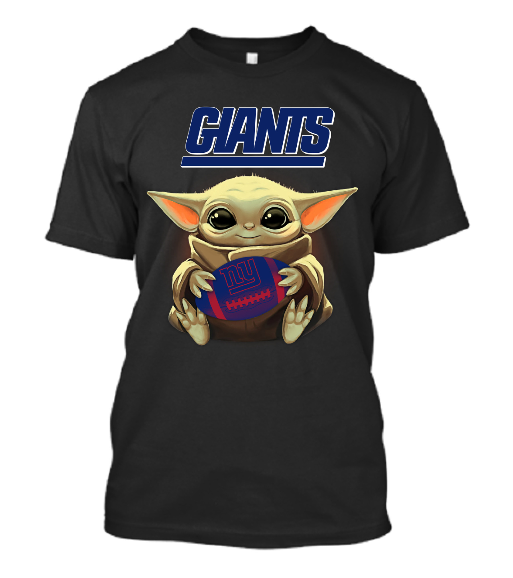 New York Giants Baby Yoda Holding Football T-Shirt