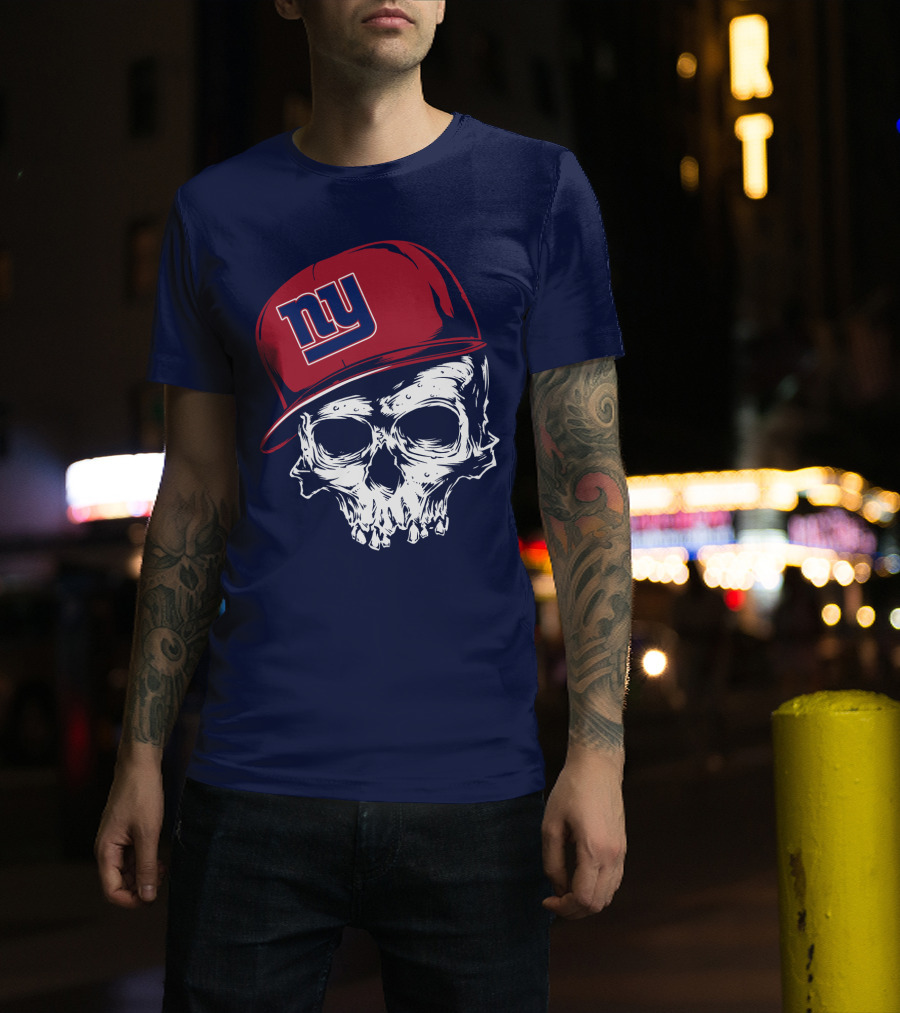 New York Giants Ny Skull Cap Red T-Shirt